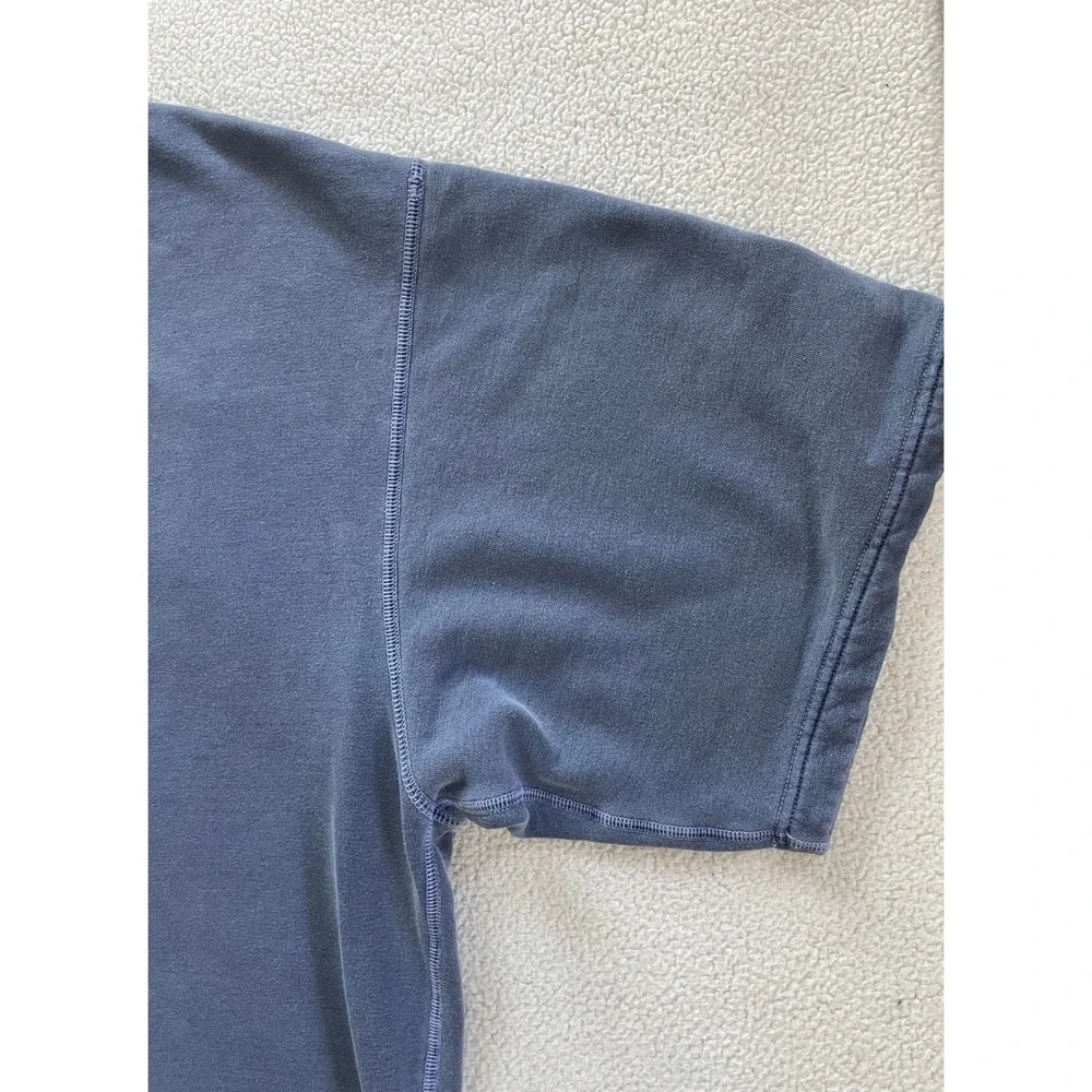 Cabela's Mens 2XL Short Sleeve Sweatshirt Blue French Terry Cotton Stains Grunge